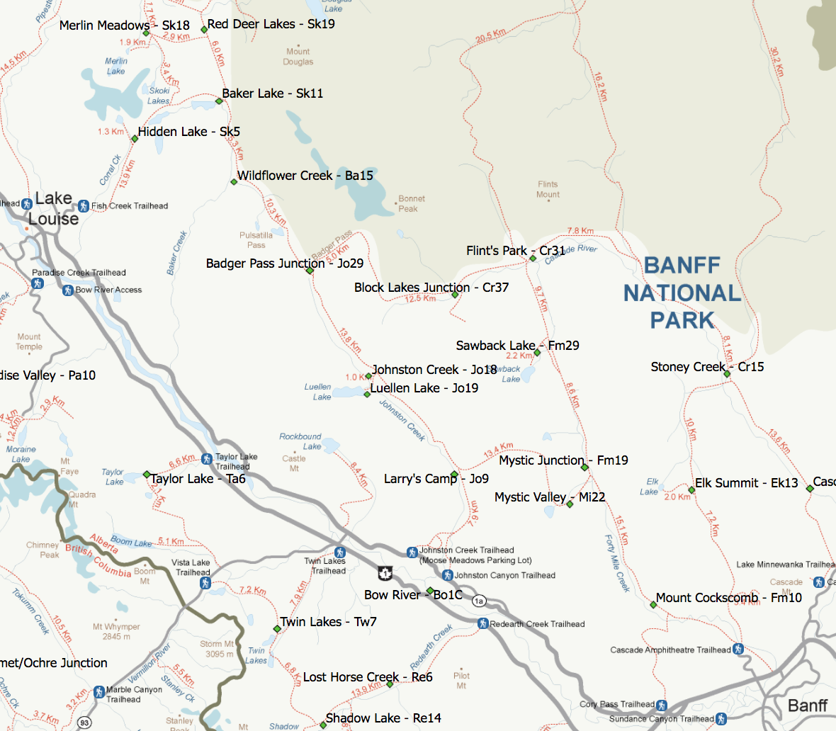 Campsite map: parks canada reservation system