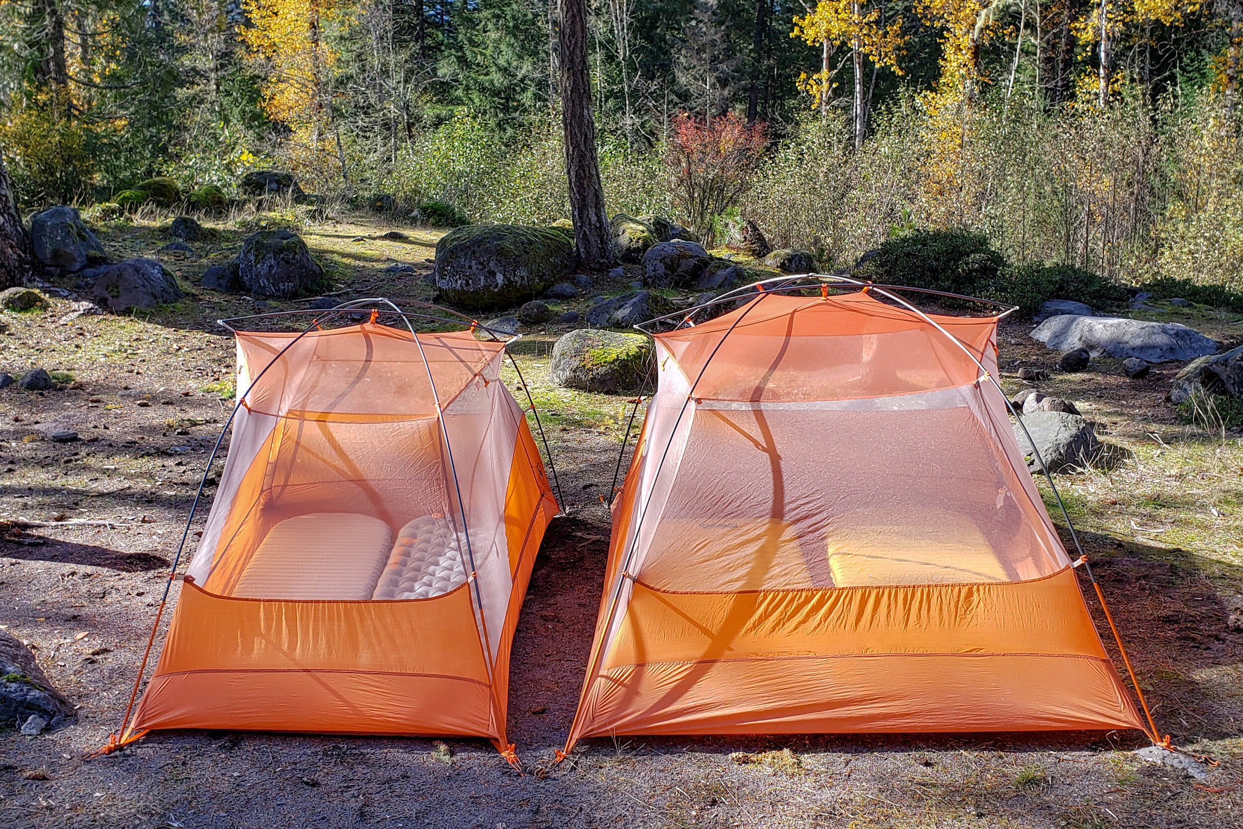 Copper Spur HV Ul 2 person tent with two regular sized pads versus the HV UL 3 person with two wide sleeping pads.