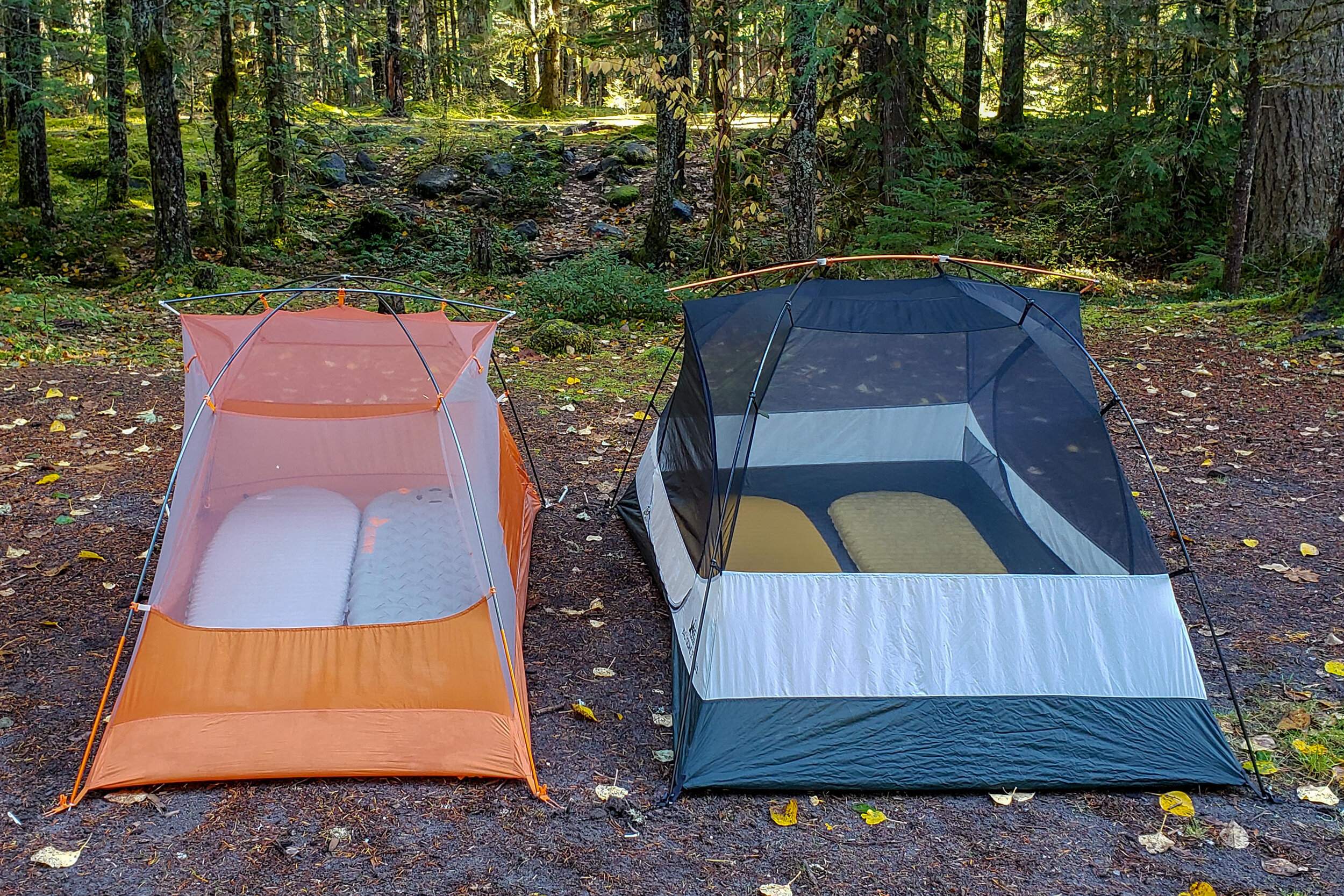 size comparison in copper spur hv ul 2 and rei half dome 2 plus. All pads are regular width.