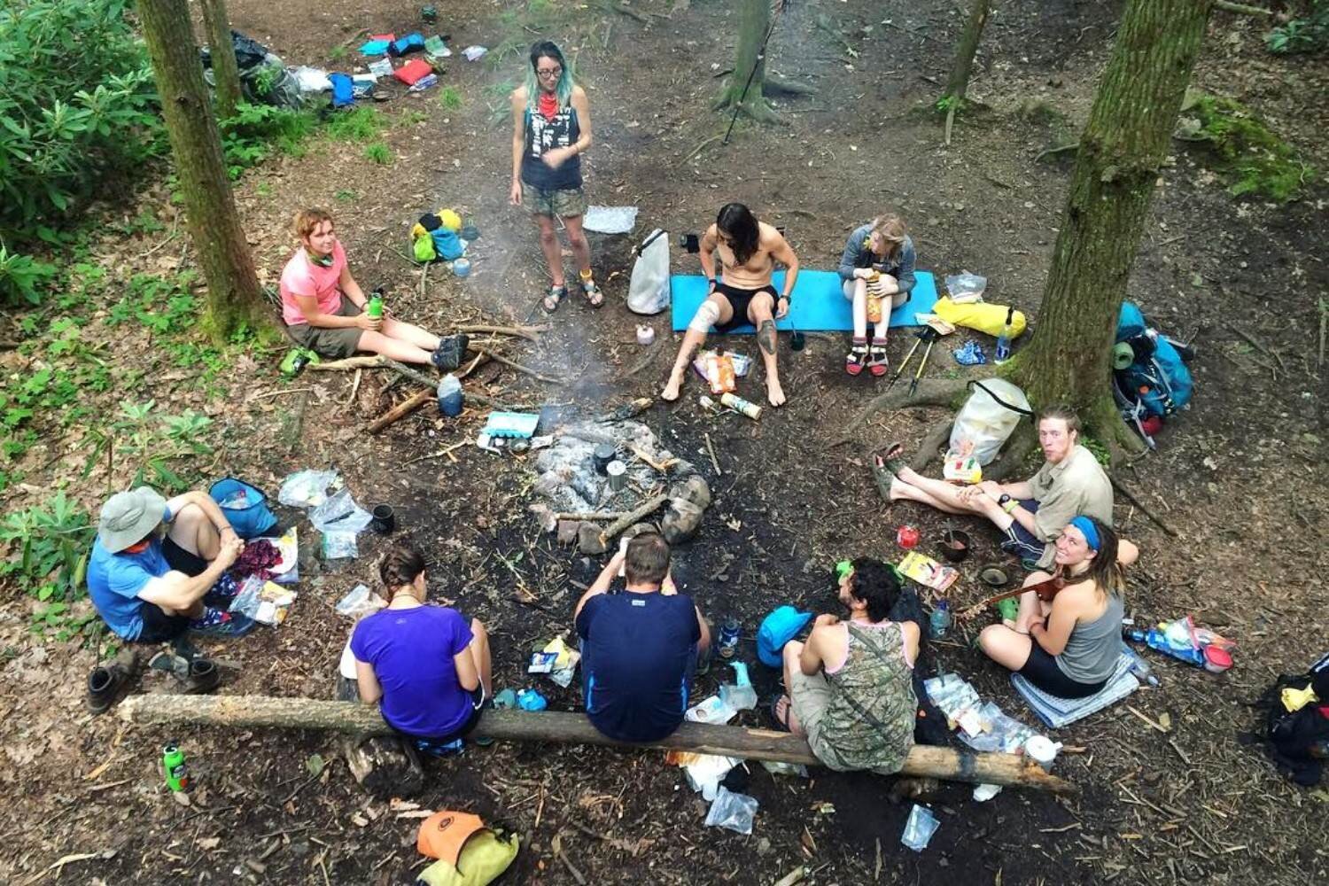 Casey’s trail family at a campsite in Virginia.