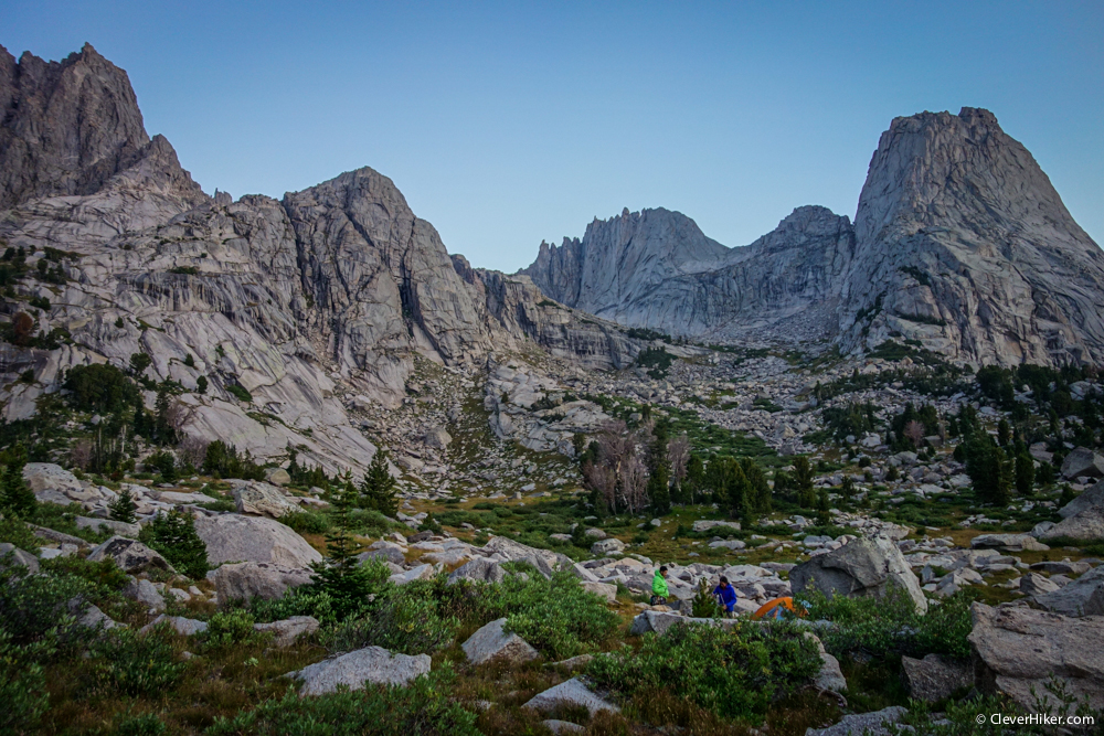  Climbers preparing in the morning - Cirque of the Towers 