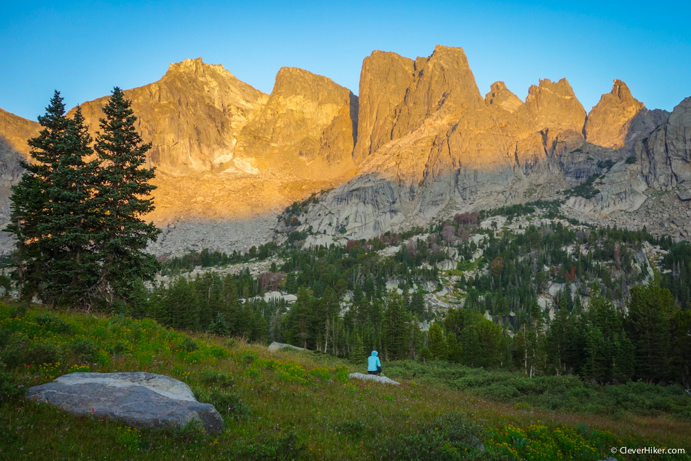  Morning light breaks on the Cirque of the Towers.  