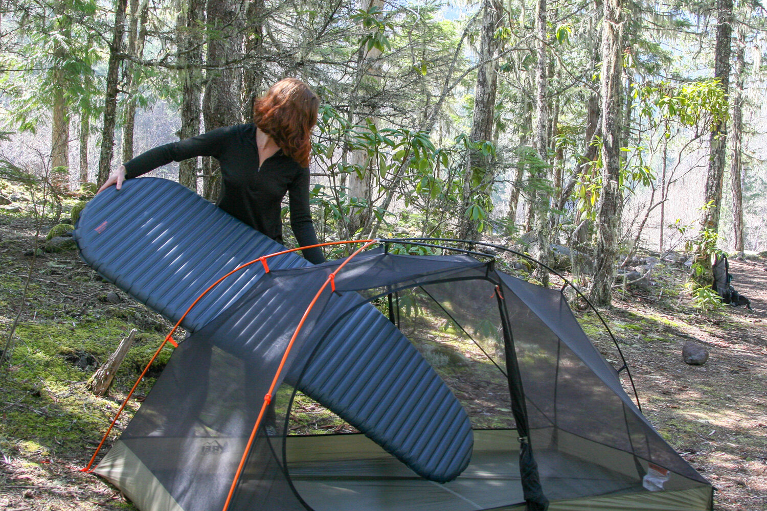 Using the Therm-a-rest neoair uberlite in the rei quarter dome sl 2 on a summer backpacking trip.