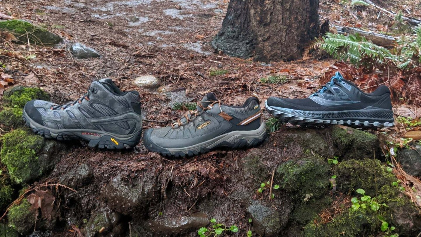 HIKING BOOT: MERRELL MOAB 2 MID WP HIKING SHOE: KEEN TARGHEE III LOW WP TRAIL RUNNER: SAUCONY PEREGRINE 10