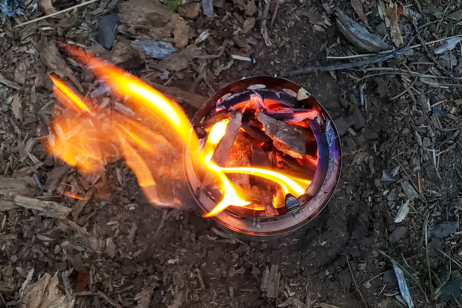 Top-down view of the Solo Stove Lite at night.