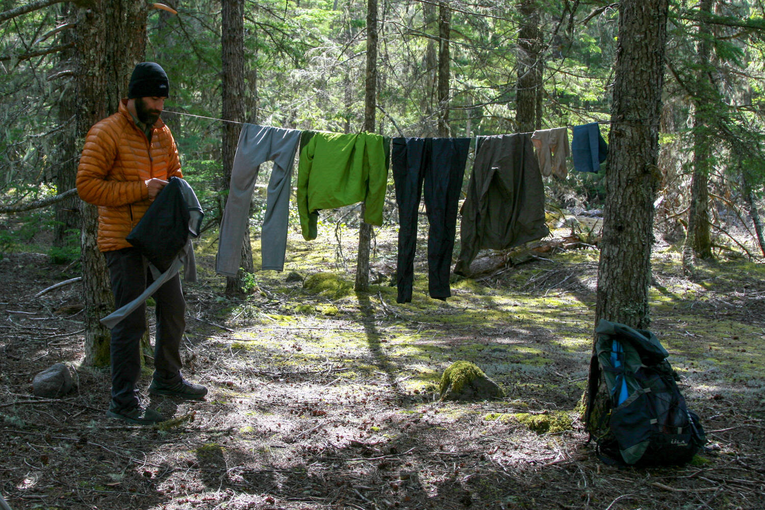 Airflow and a few minutes of direct sunlight can go a long way when you need to dry damp gear.