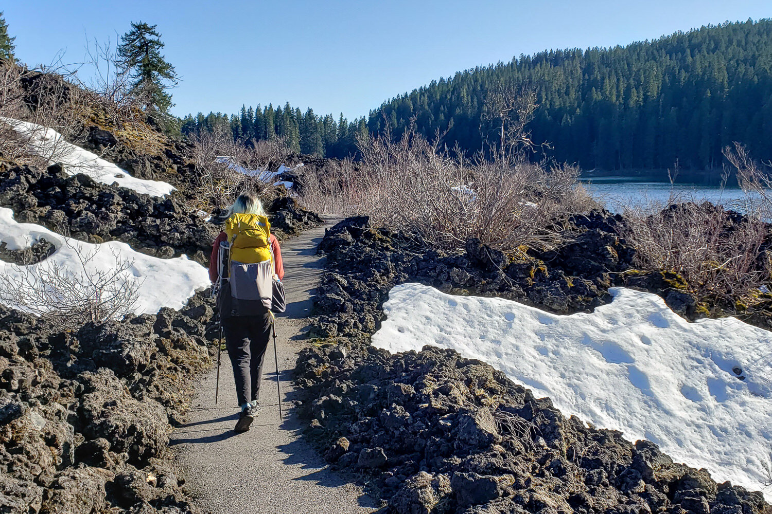 We encountered some snow on the trail in early April, but it was easy to navigate and kept crowds at bay.