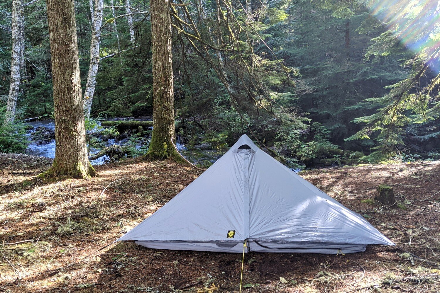 The Lunar Solo is a single-wall tent, meaning the inner tent body and outer tarp are one single unit