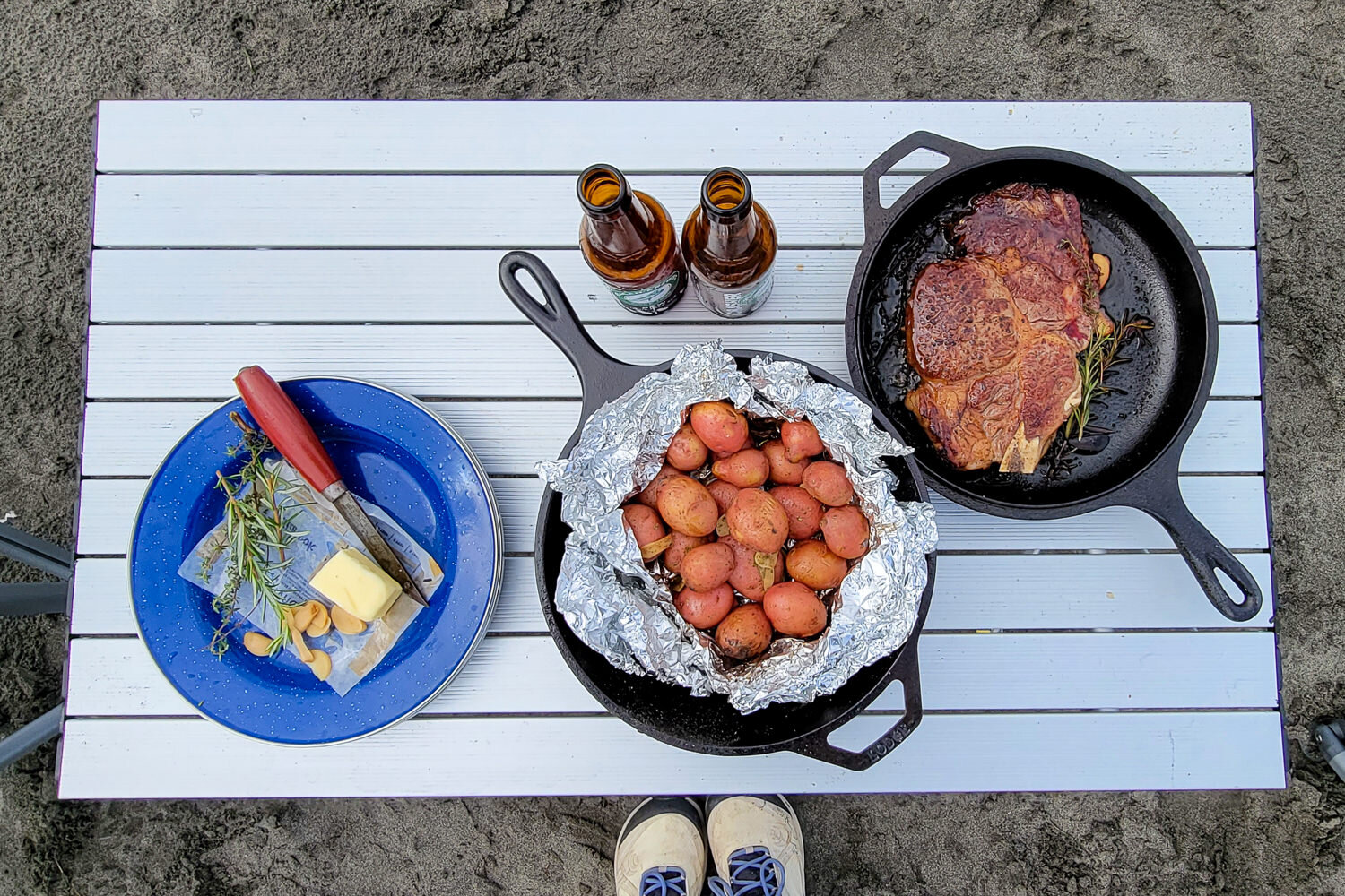 A camping table makes cooking outside a lot easier & more enjoyable
