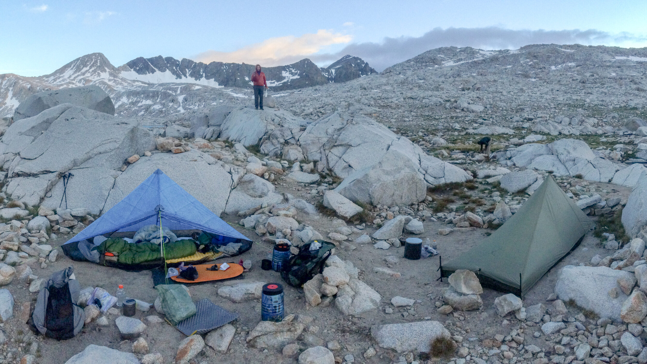 Ul Backpacking with the zpacks plexamid solo tent and a solo tarptent tent (no longer in production).