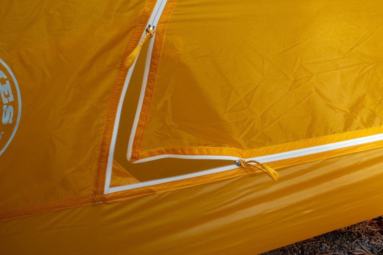 Closeup of the door zippers on the Big Agnes Tiger Wall tent