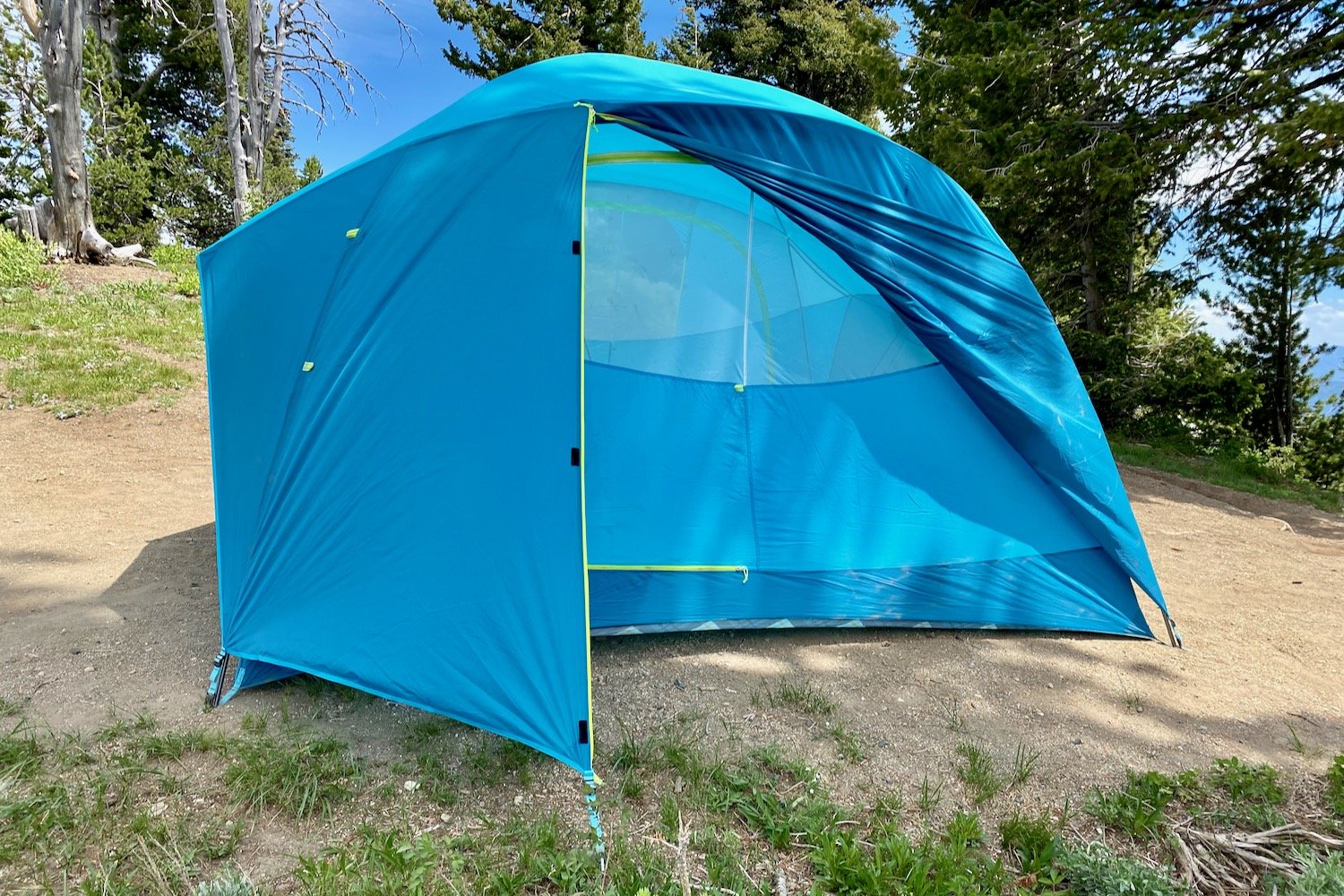 The back door of the NEMO Aurora Highrise Tent