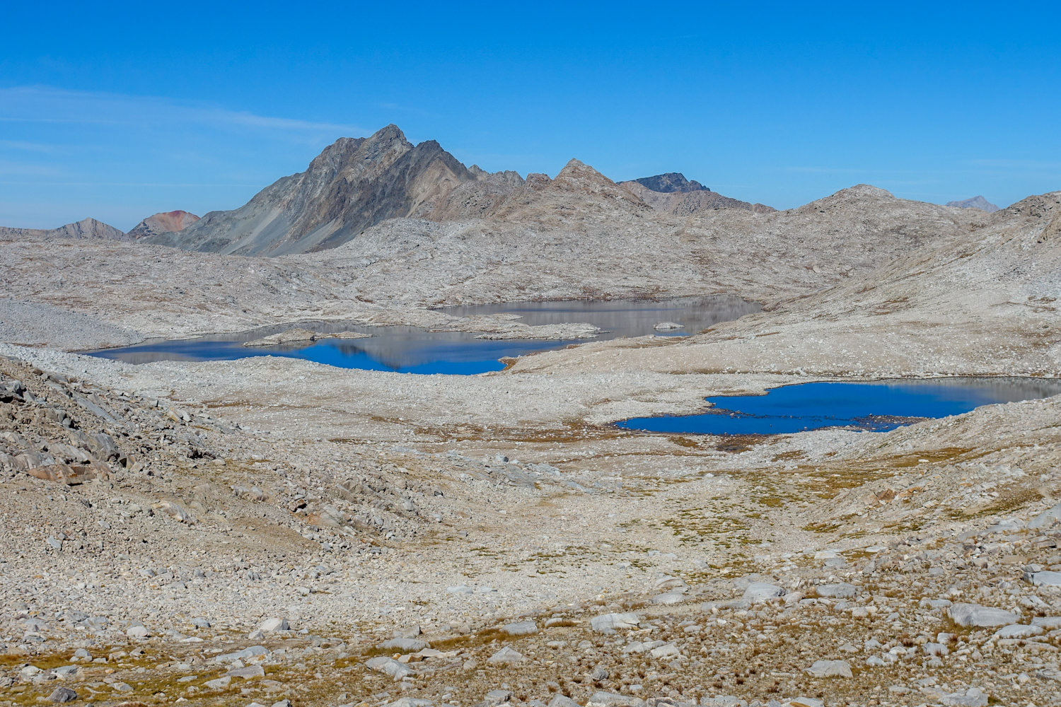High elevation basin with two lakes.