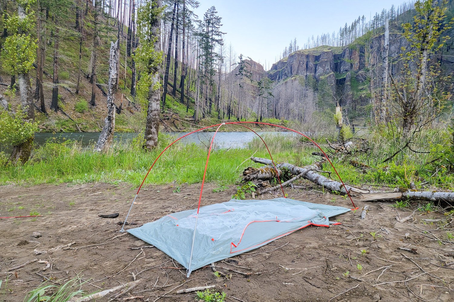 The pole structure of the Copper Spur before the tent body has been attached