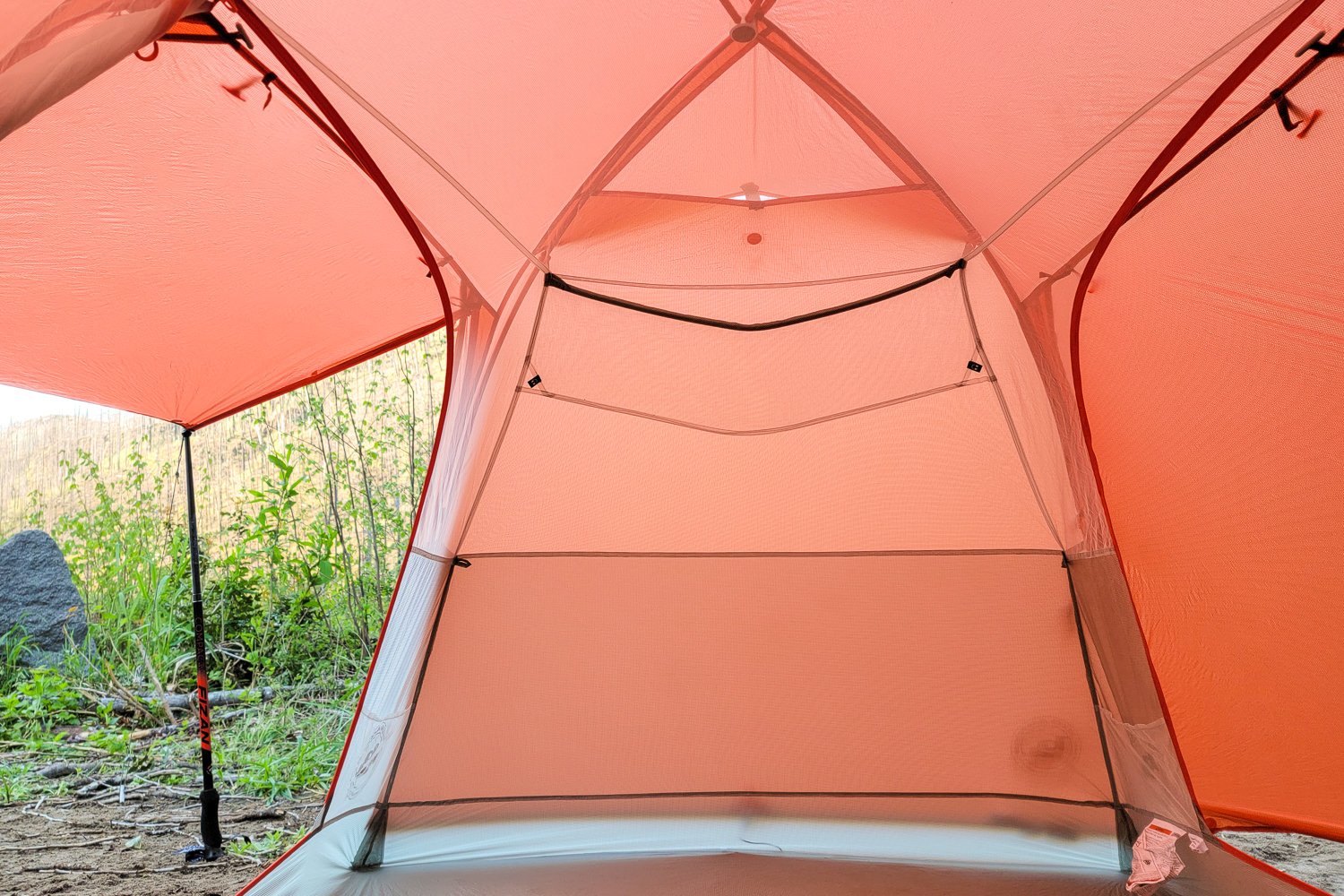 The BLooking towards the head of the interior of the Big Agnes Copper Spur HV UL2