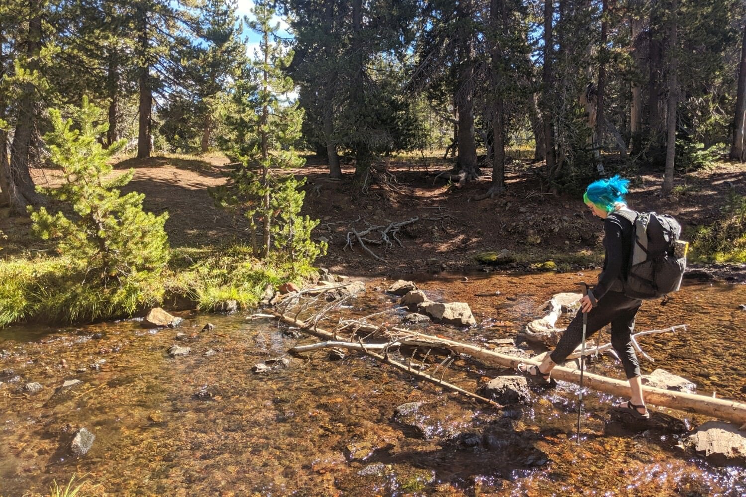 Water crossings are so much easier with sandals, but it’s still a good idea to carry a pack towel to wipe away excess moisture once you get to the other side.