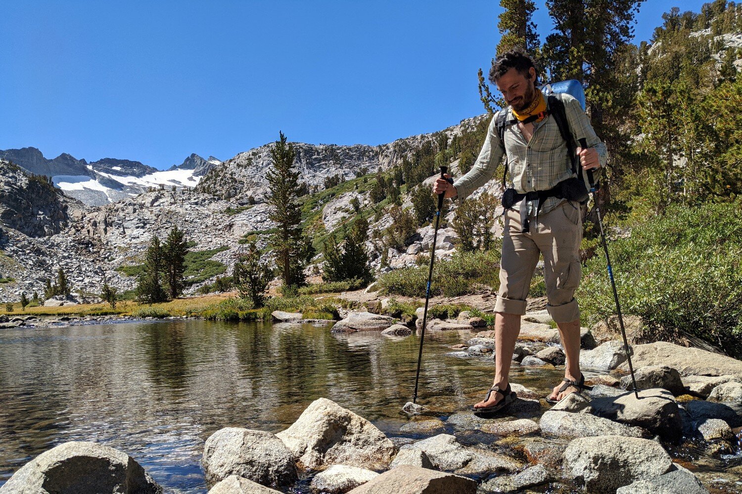 One great thing about hiking in sandals is that wet feet will dry much quicker.