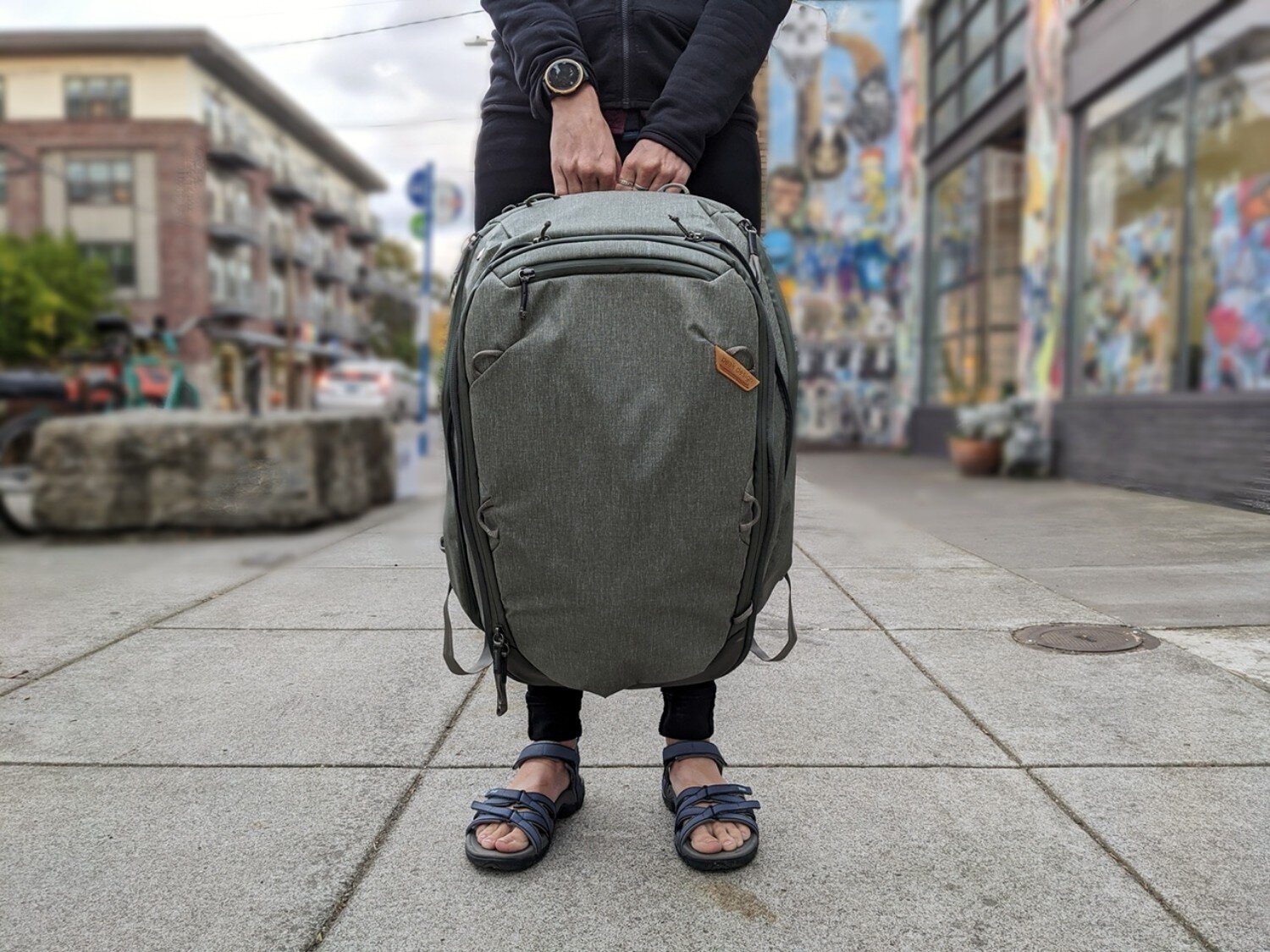 man travel with backpack