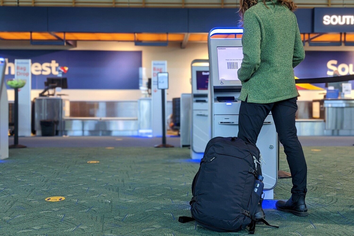 man travel with backpack