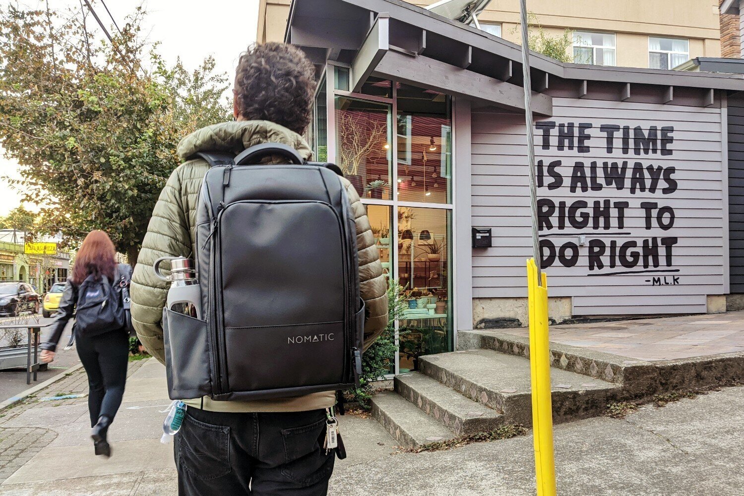 man travel with backpack