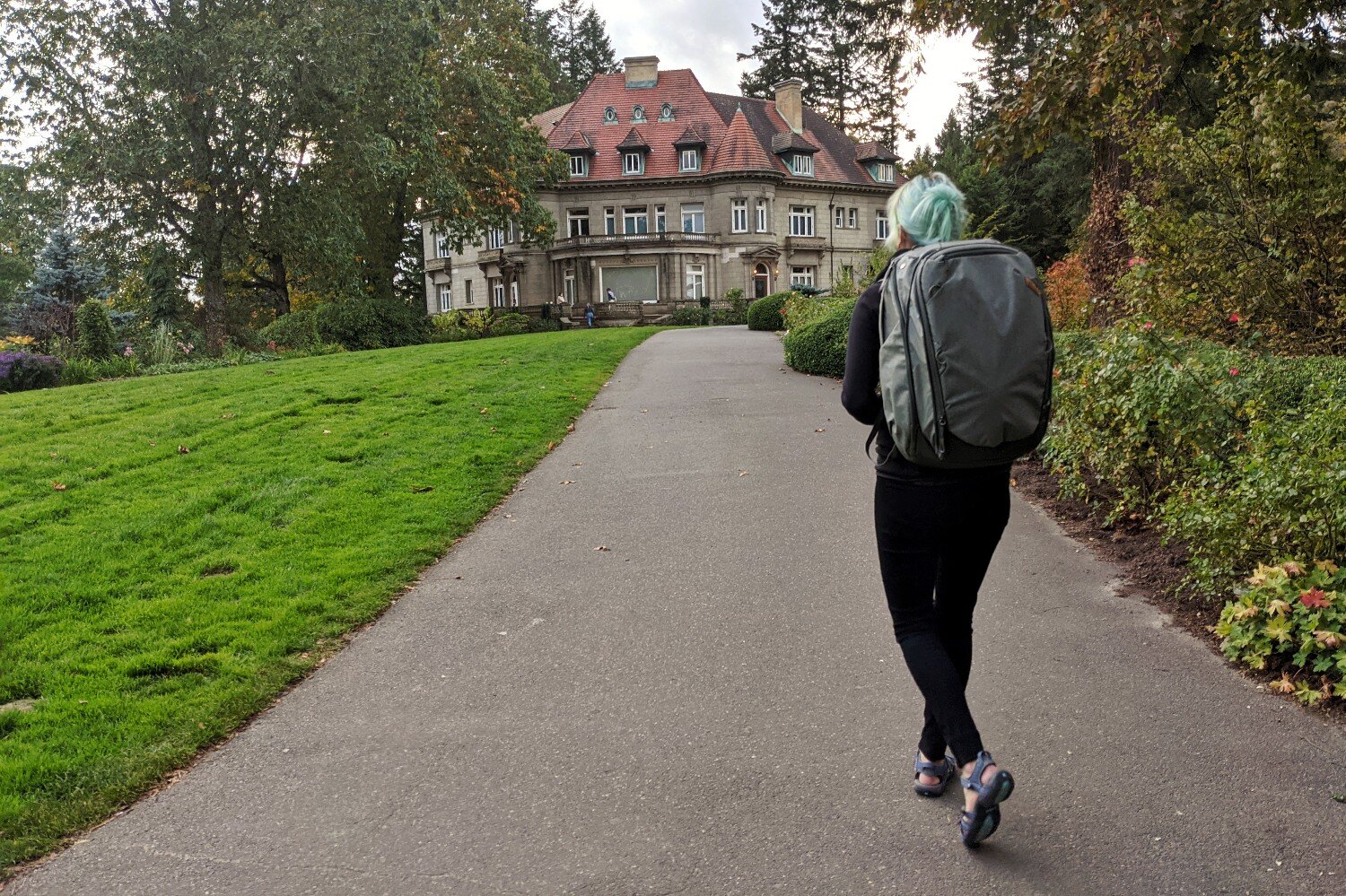 man travel with backpack