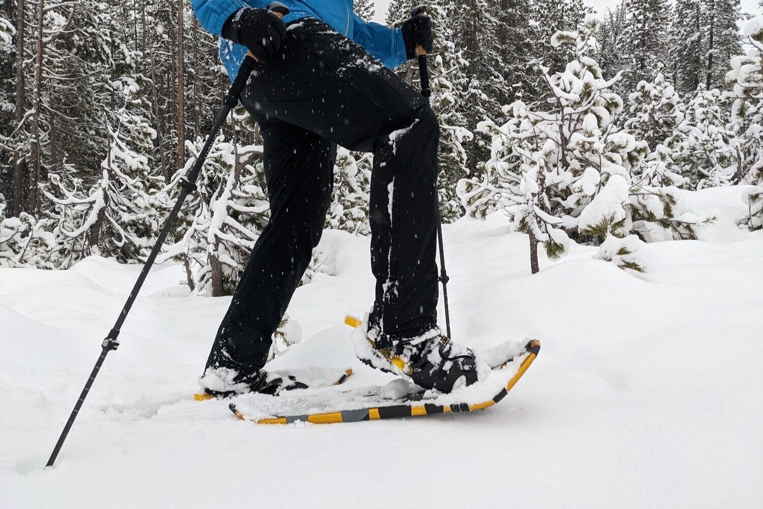 The shape of the Atlas Montane Snowshoes makes them lightweight and easy to walk in.