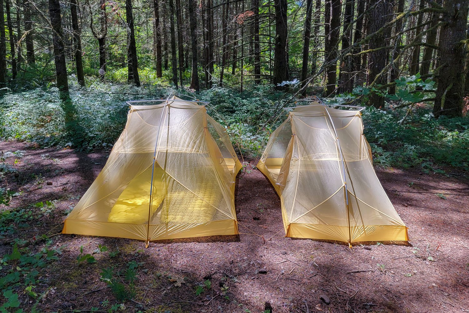 Tiger Wall UL3 (left) & UL2 (right) & w/ 1 regular and 1 wide sleeping pad inside