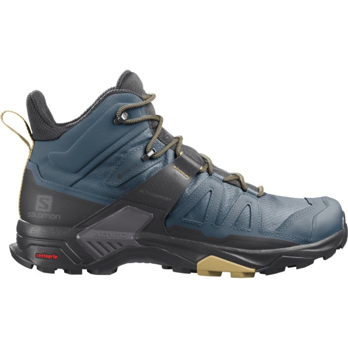 Blue and grey hiking boot