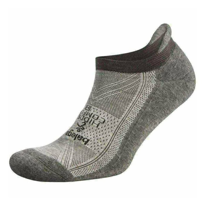 Brown/grey no show sock with cushion tab on heel