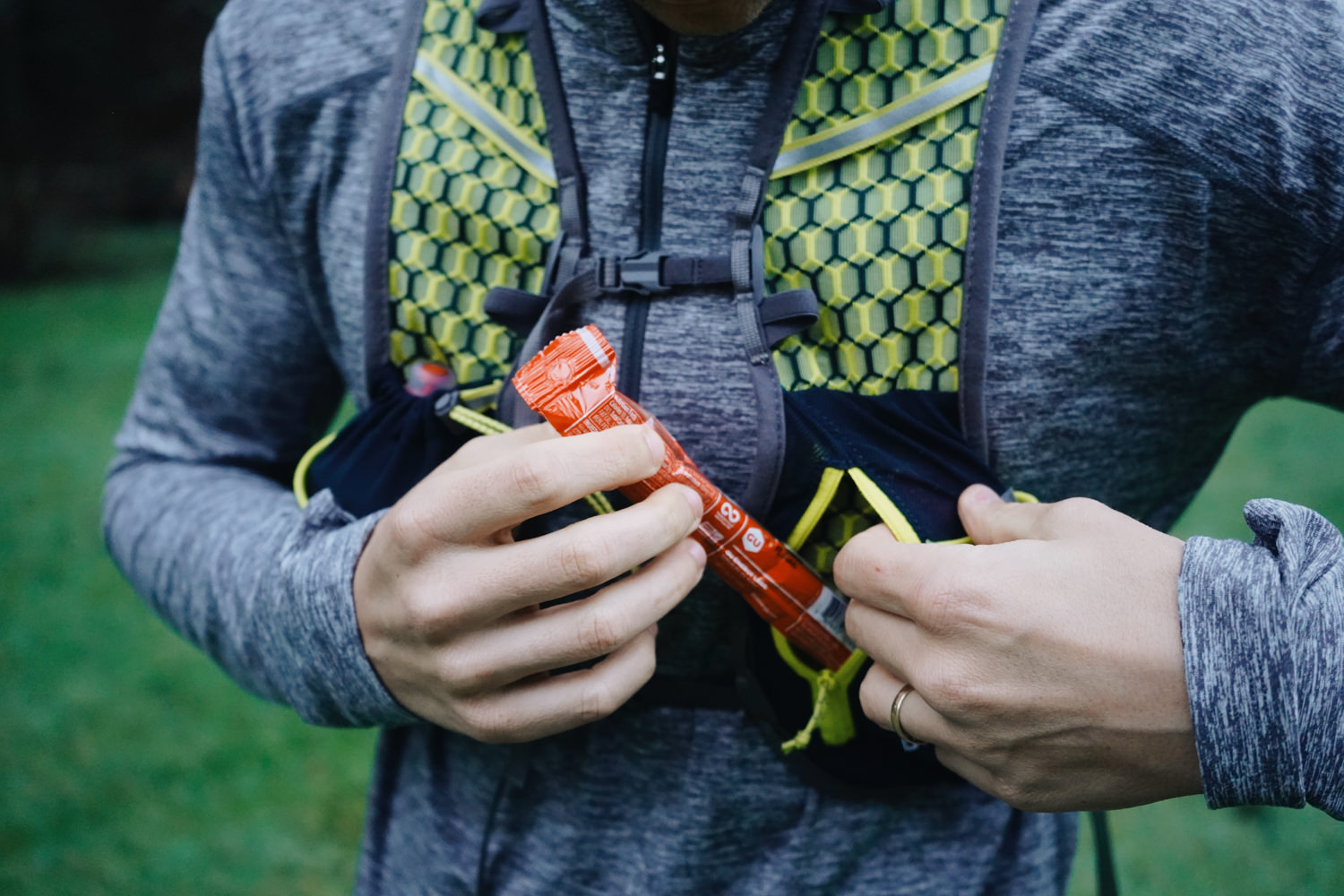 We look for running vests with good pockets for stashing snacks.