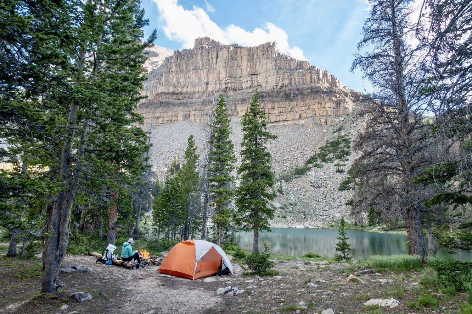 big agnes copper spur tent in the mountains by a lake