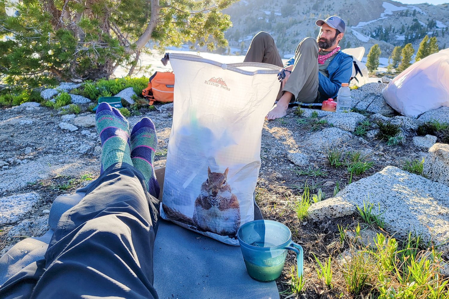 A custom Hilltop Packs Food Bag with a squirrel printed on it