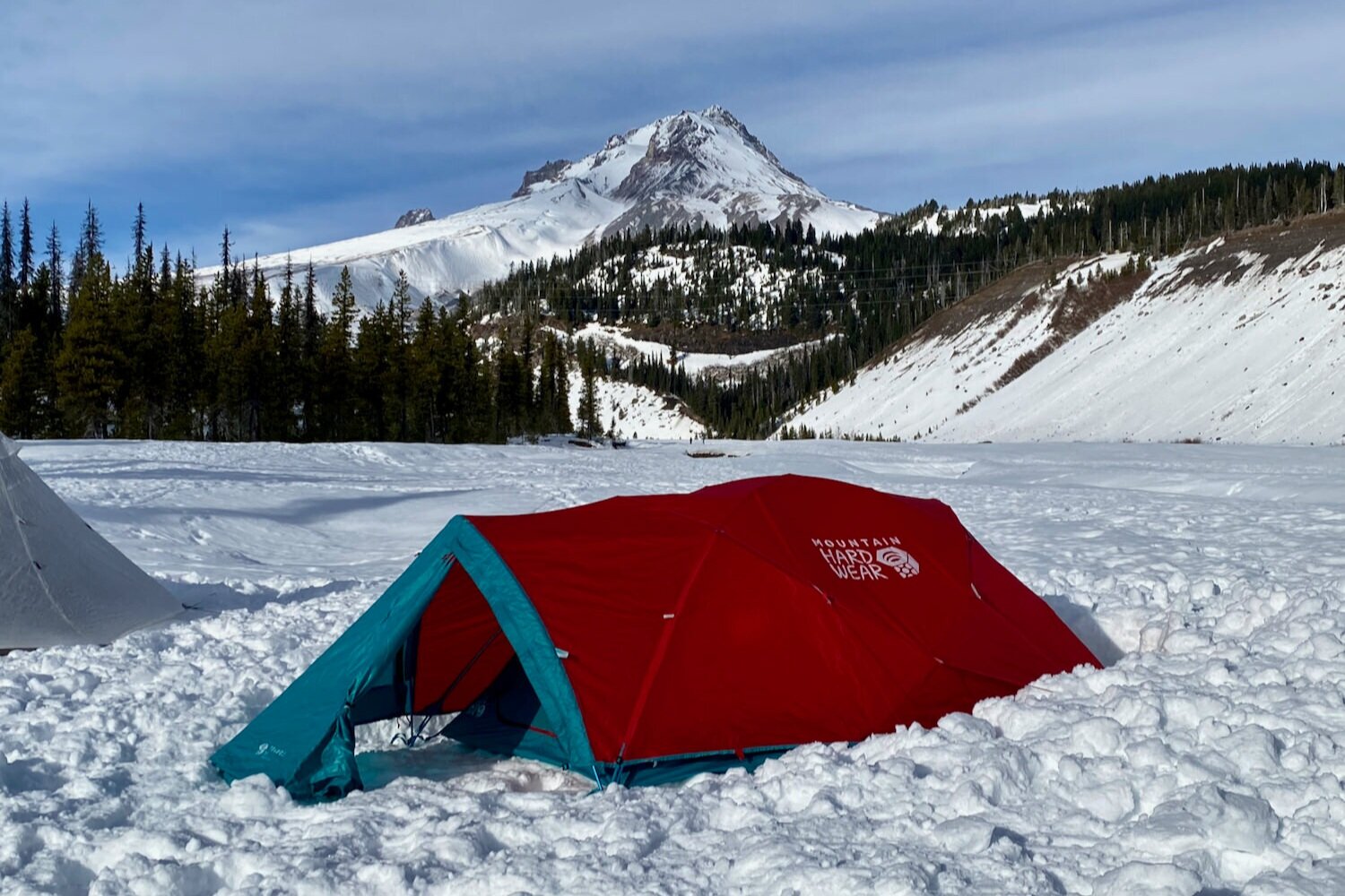 The Mountain Hardwear Trango 2 has a spacious floorplan, but slightly less headroom to increase strength and wind protection.