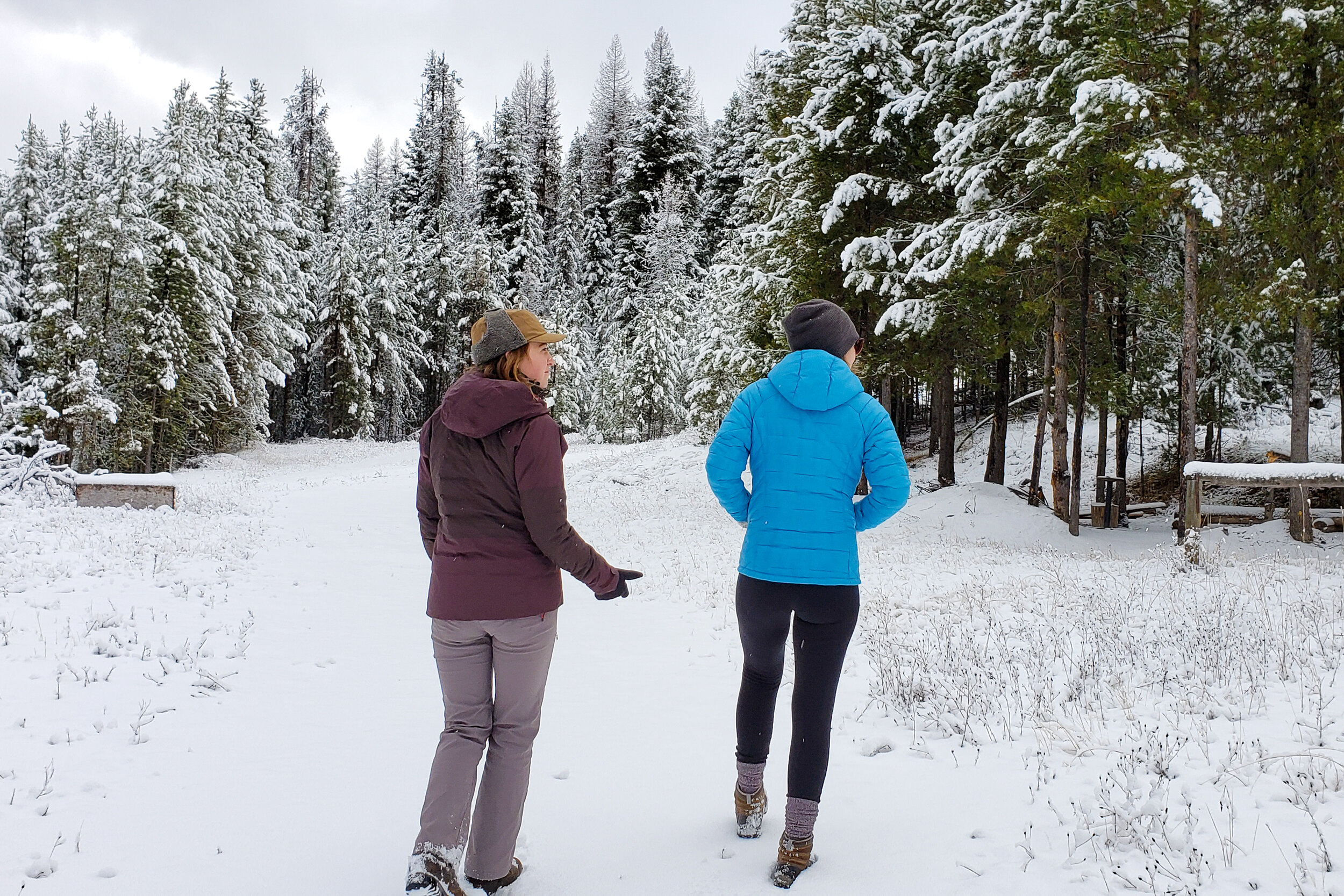 The REI Stormhenge 850 & Patagonia Macro Puff Hooded are two great coats to wear on active winter days.