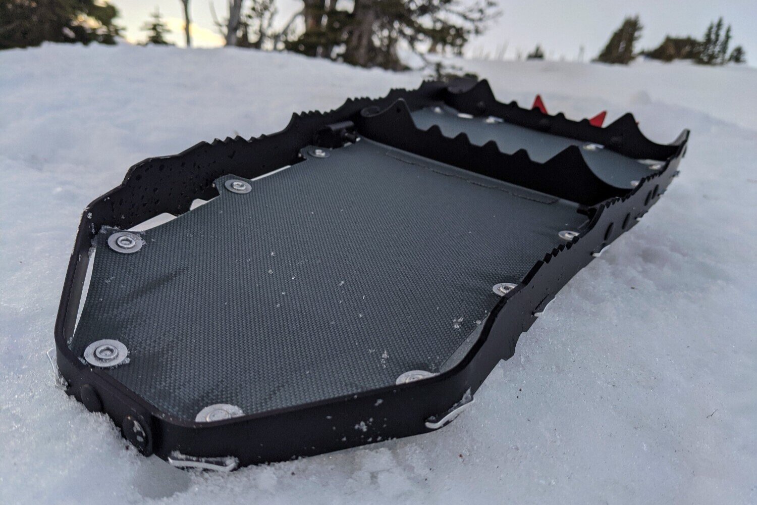 The traction on the MSR Lightning Ascent snowshoes works well in most types of terrain.