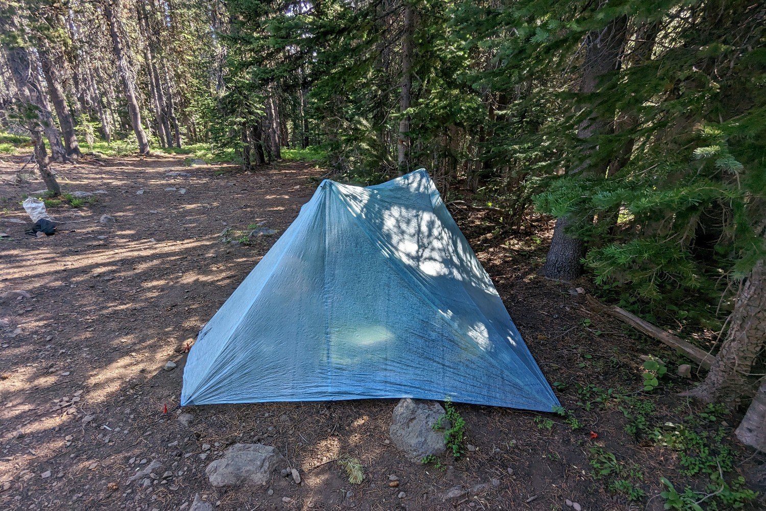 The Durston X-Mid 2 Pro tent set up in a forest campsite