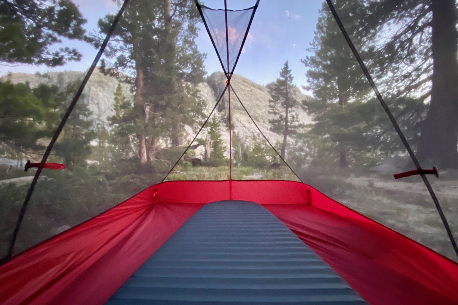 a view of a valley in yosemite from inside the msr freelite tent