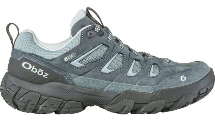 Stock image of women's OBOZ Sawtooth X Low WP hiking shoe on a white background