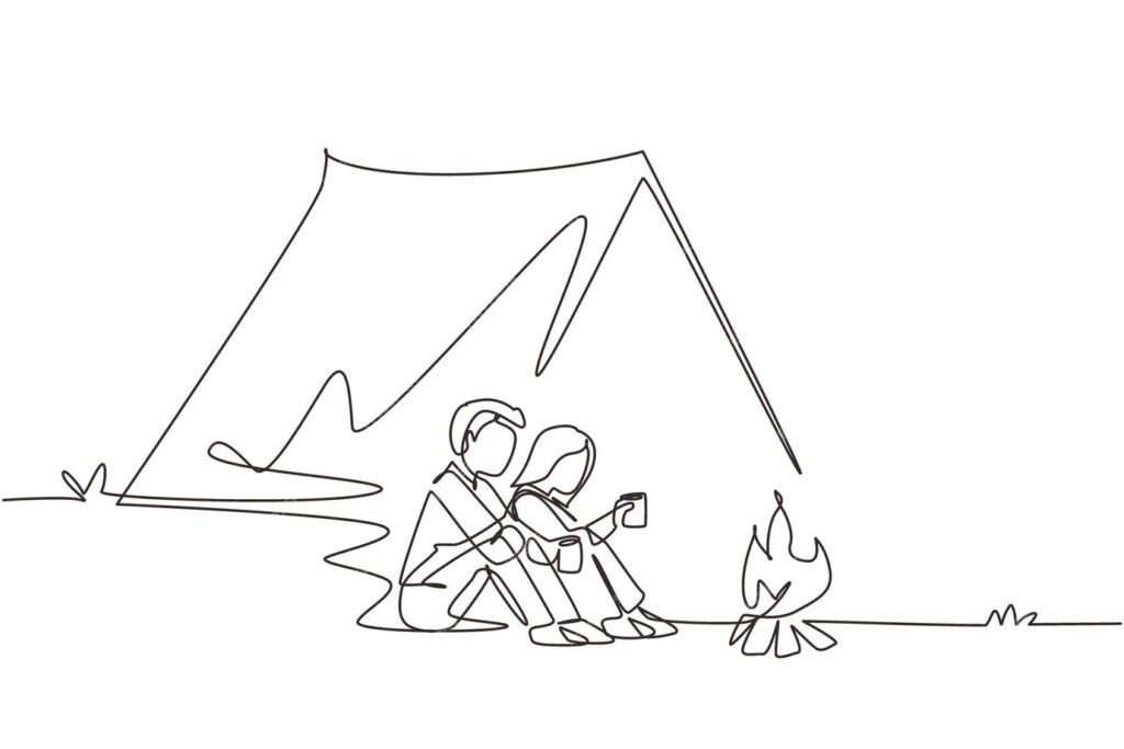 camping line drawing