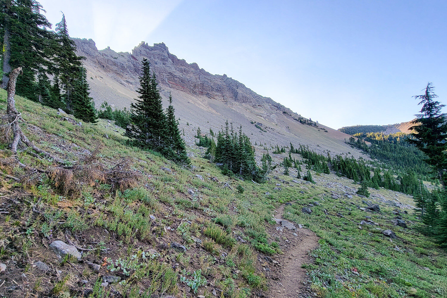 the pct as it heads around three fingered jack