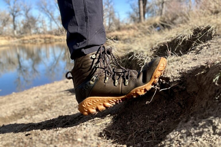 VivoBarefoot Tracker Forest ESC M – Scarponcino Uomo Pelle Verde, Taglia 10 US, Allacciatura, Suola Cuoio