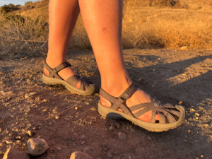 Our tester on a hike in the KEEN Rose sandals.