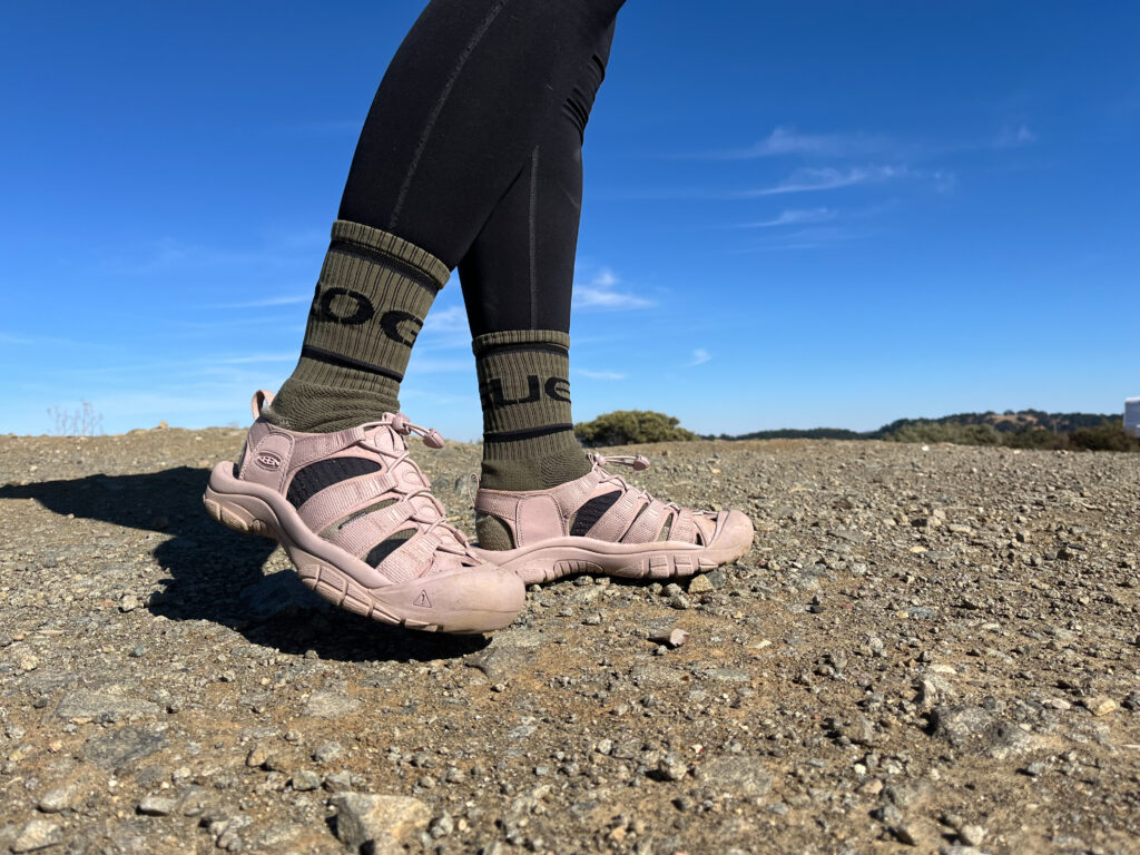 Our tester on a hike wearing the KEEN Newport H2 sandals.
