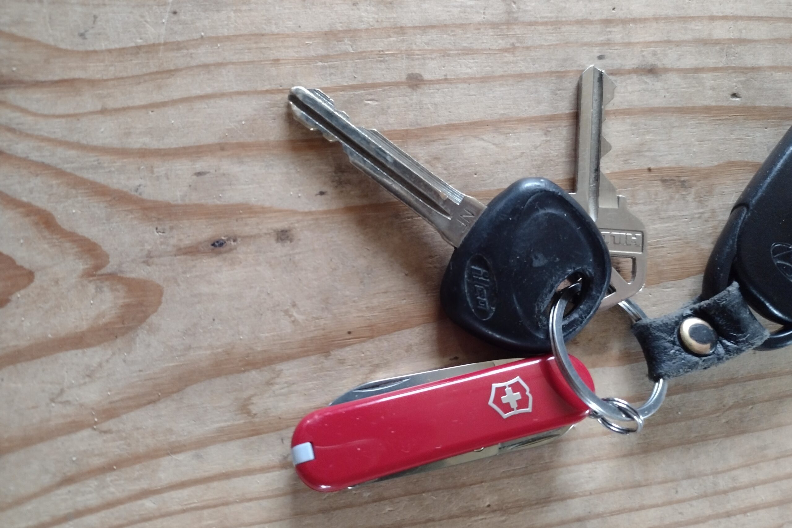 The Victorinox Classic SD attached to a keychain.