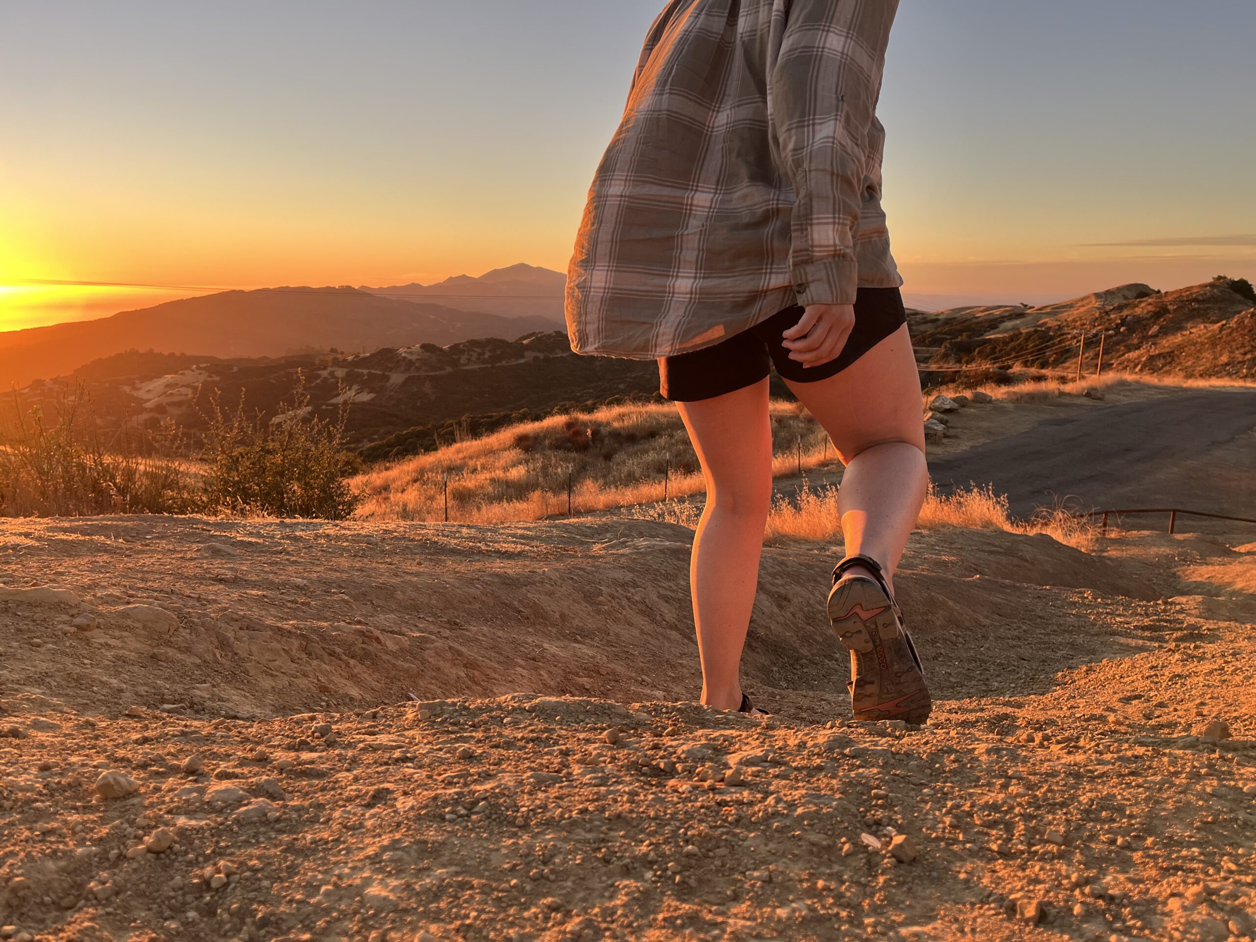 Our tester wearing the Ecco Yucatan sandals on a hike.