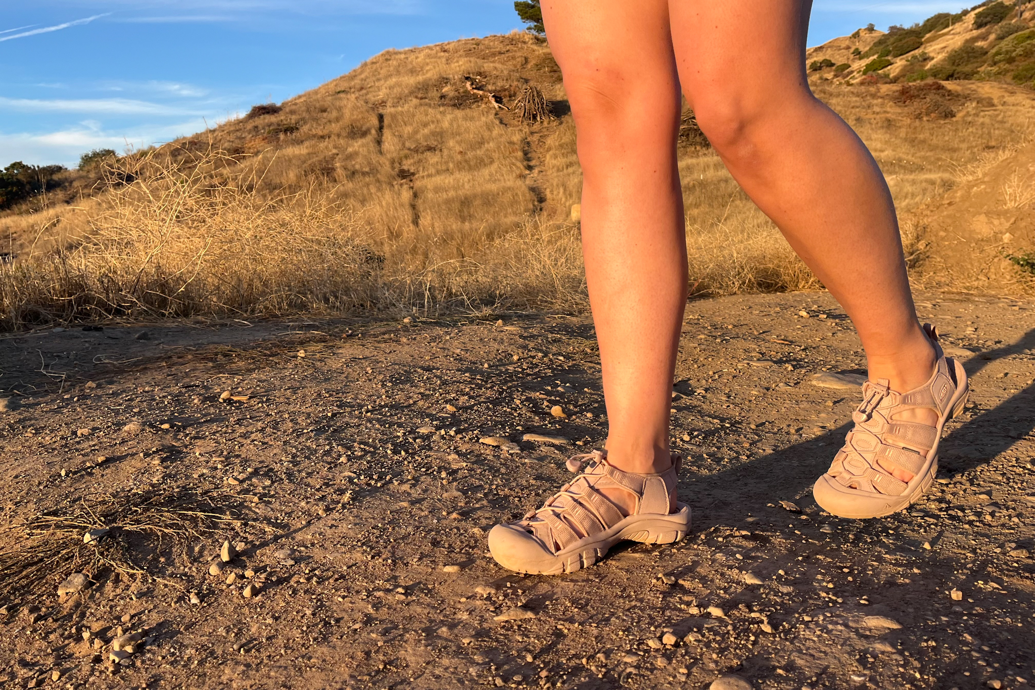 Our tester on a hike wearing the KEEN Newport H2 sandals.