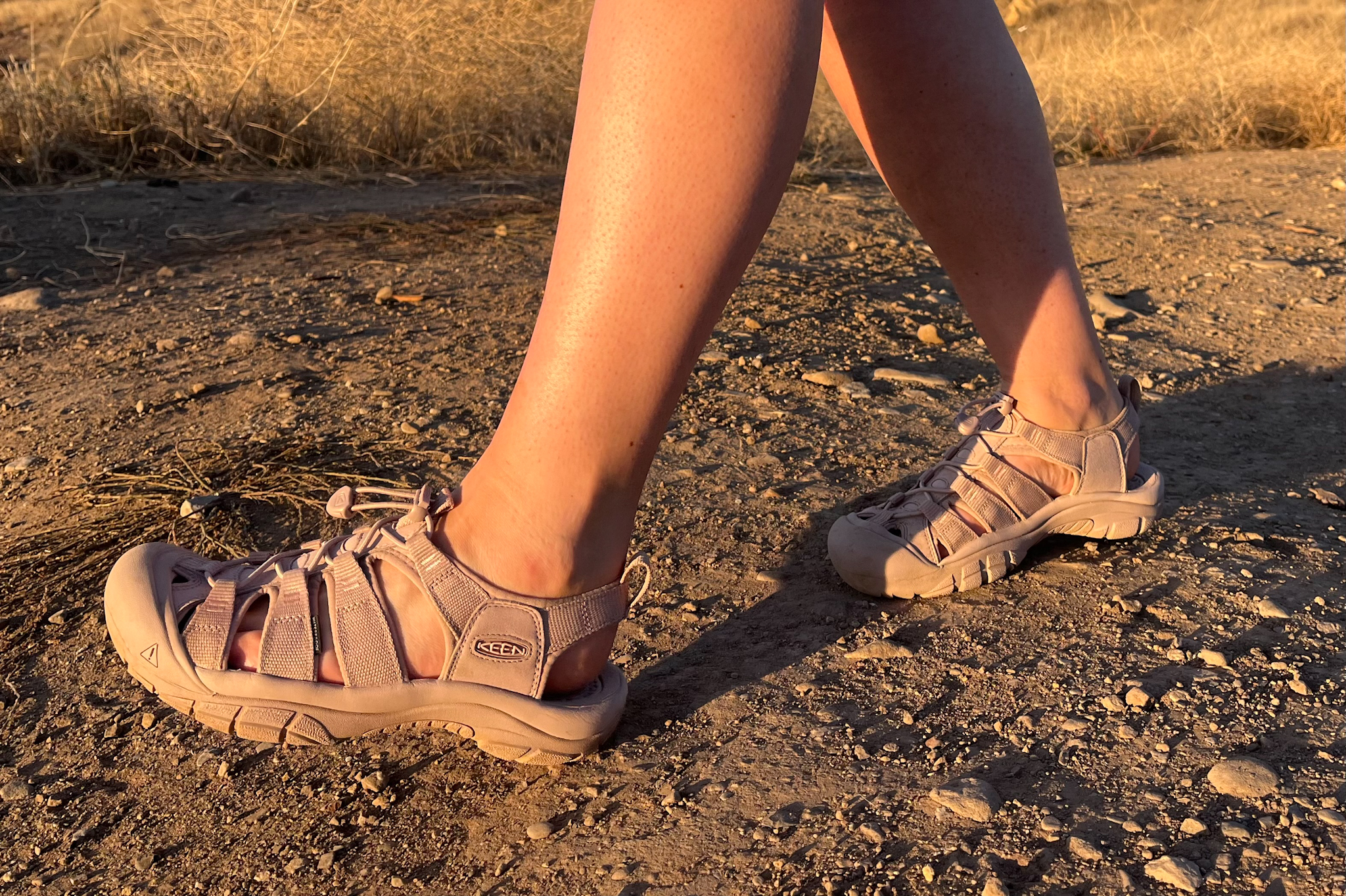 Our tester on a hike wearing the KEEN Newport H2 sandals.