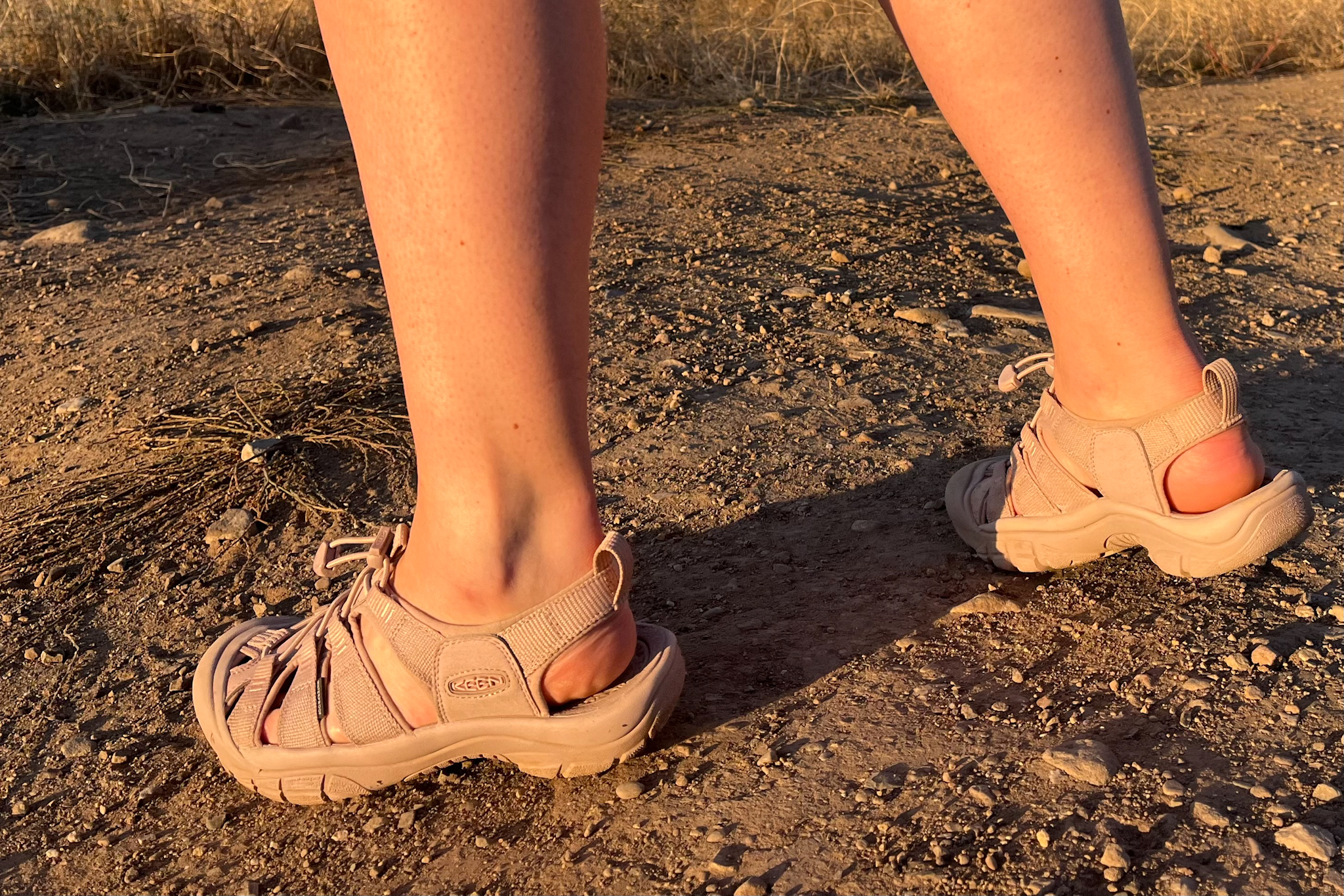 Our tester on a hike wearing the KEEN Newport H2 sandals.