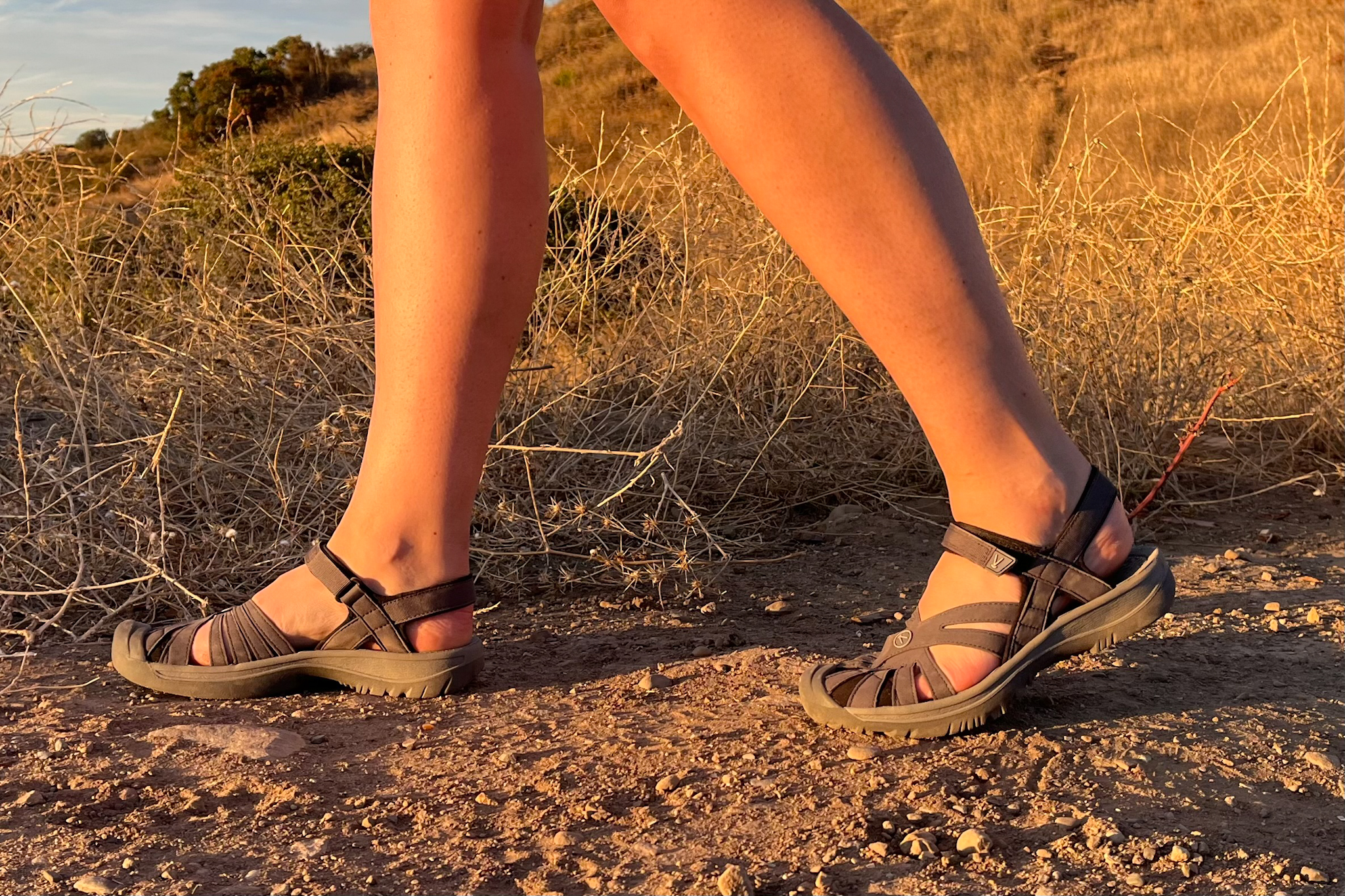 Our tester on a hike in the KEEN Rose sandals.