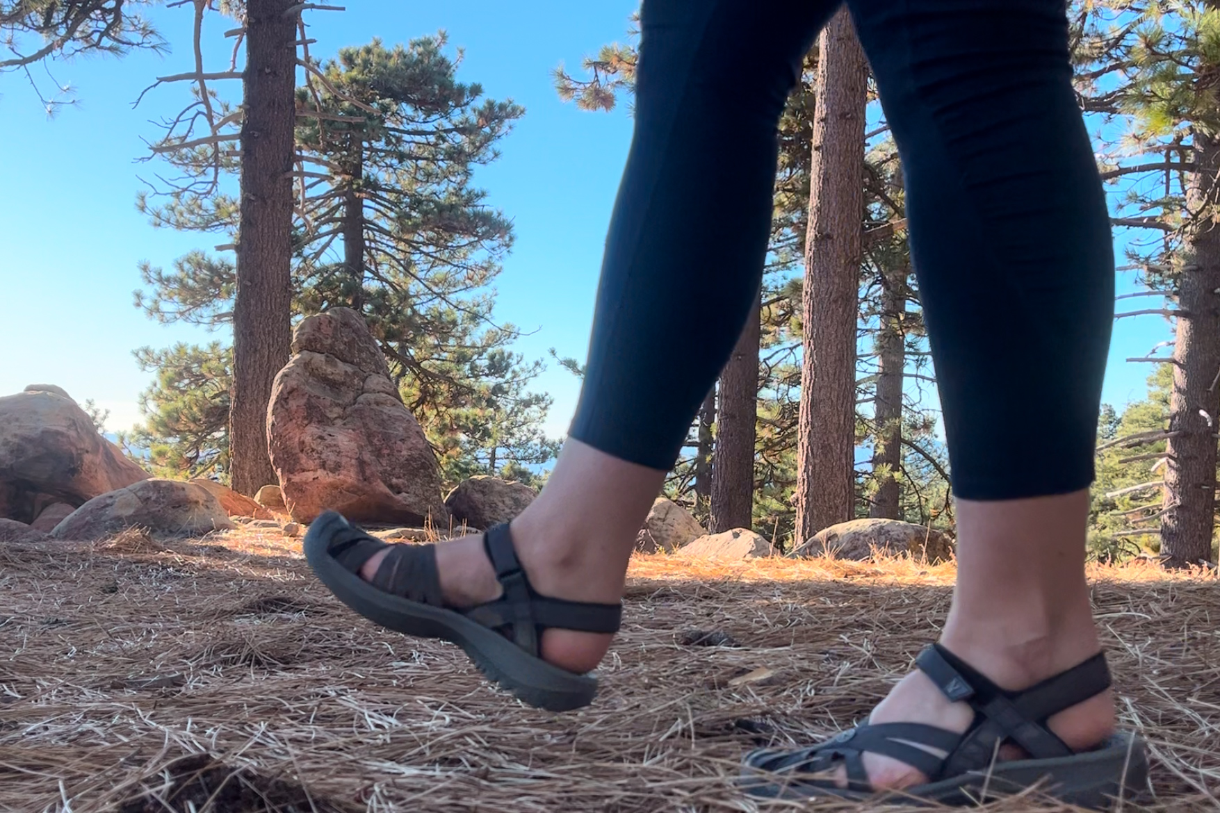 Our tester on a hike in the KEEN Rose sandals.
